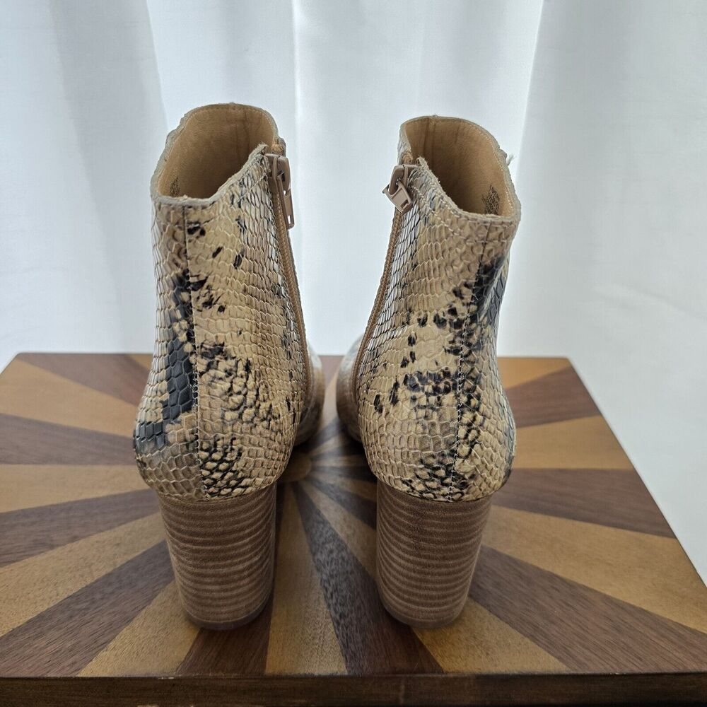 Lucky Brand Sheirin Ankle Boots Booties US 6.5 Womens Snakeskin Leather Zip Up - Picture 6 of 12
